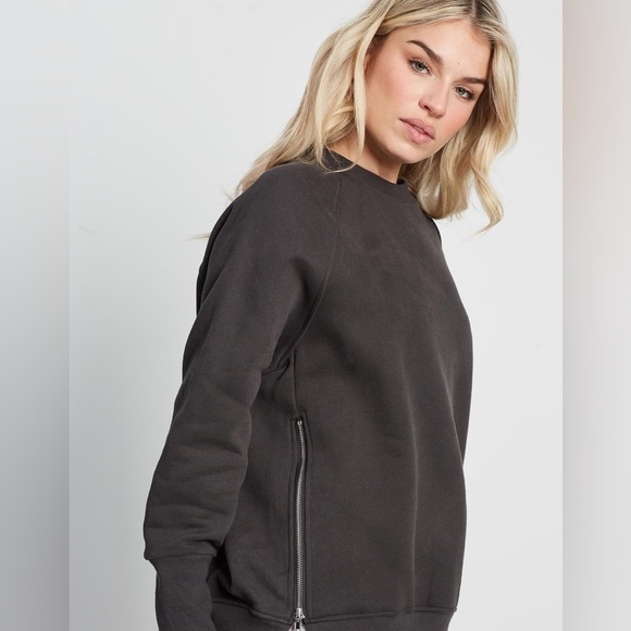 All Fenix Poppy Sweater Size M Zip Seam Raglan Sleeve Crewneck Vintage Black - Picture 3 of 14